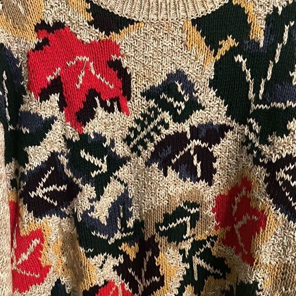Women’s Vintage chunky Knit Autumn Fall Leaves Sweater size Medium - Picture 5 of 8